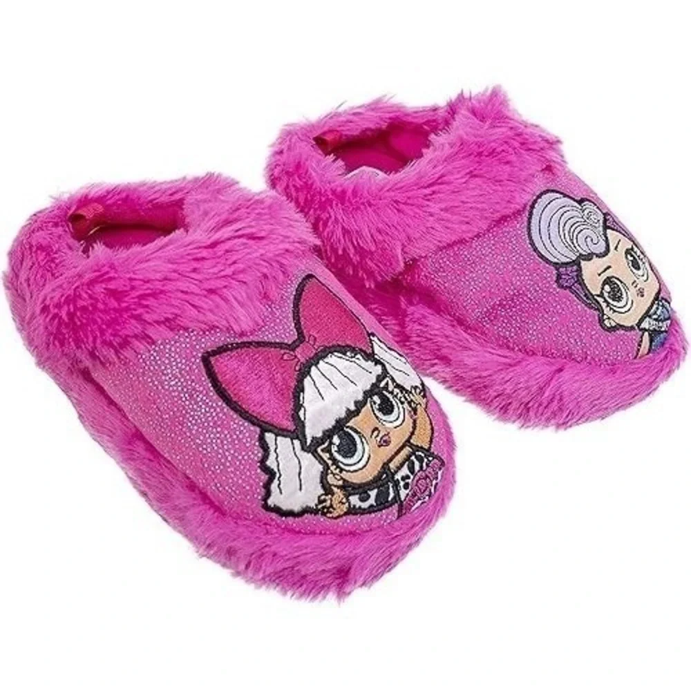 L.O.L. Surprise! Pink Plush Slippers Girls Size 2/3 New With Tags